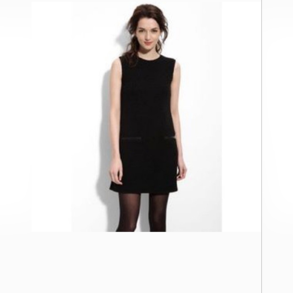 THEORY Cortney Boucle Wool Blend Mod Sheath Mini Dress Black Women's Size 6